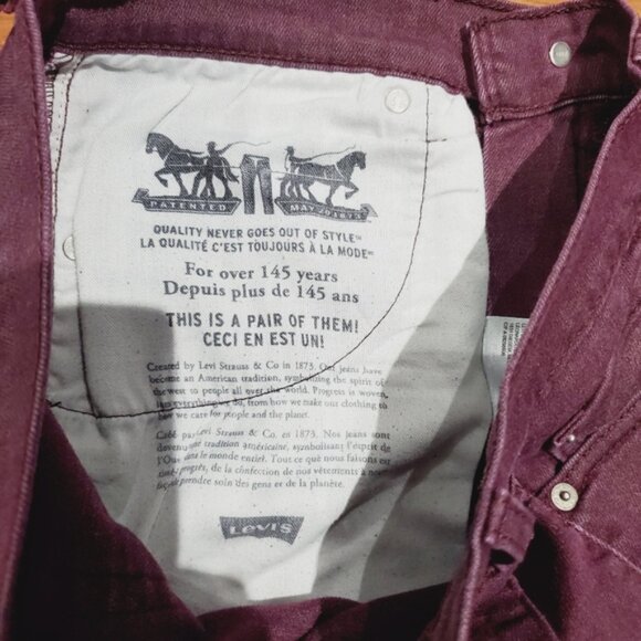 Mens Limited Edition Levi's Brushed Burgundy 511 Slim Straight Fit Stret… - Picture 9 of 14